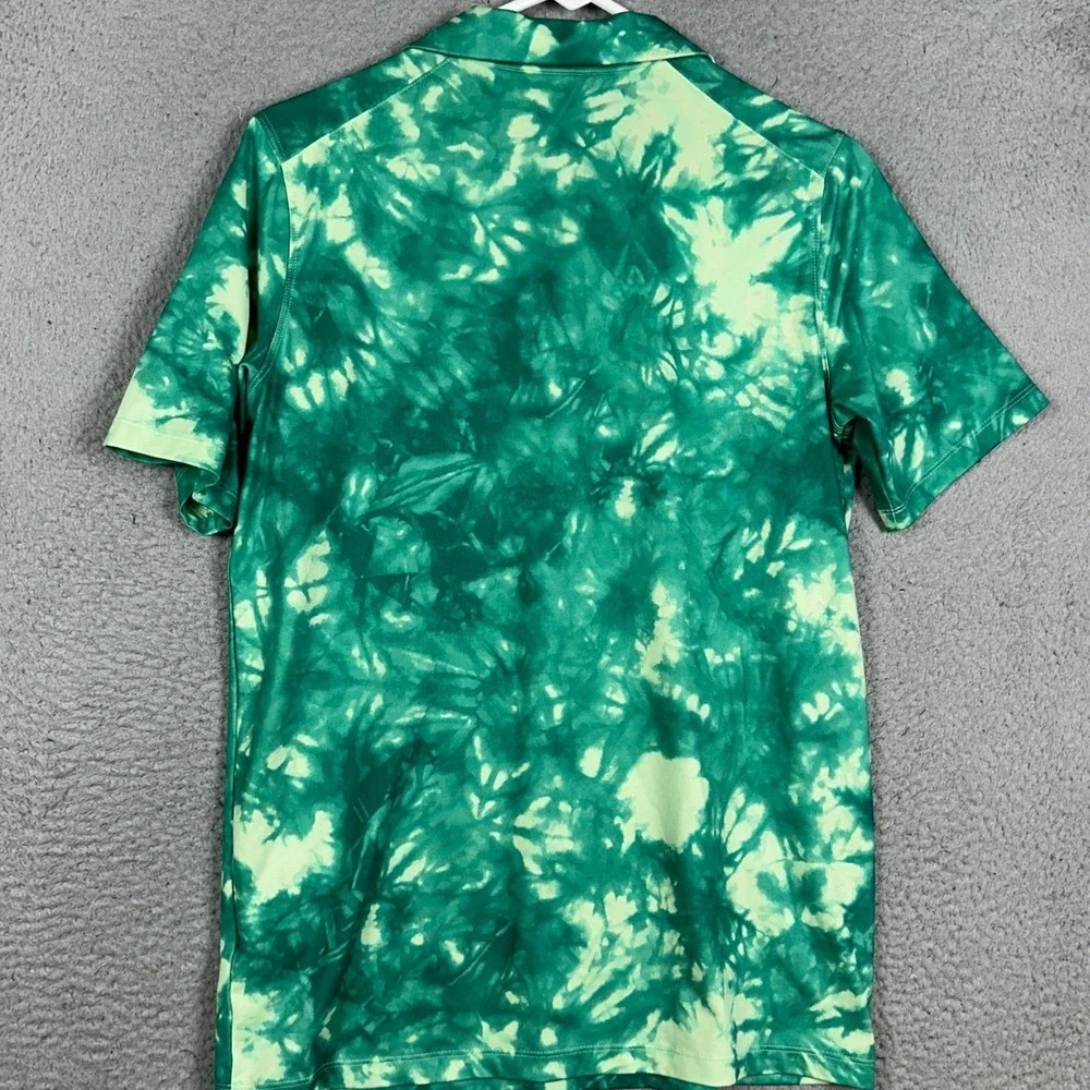 Nike Polo Shirt Mens XL Green Tie-Dye Dri-Fit Golf Standard Fit Rugby Stretch